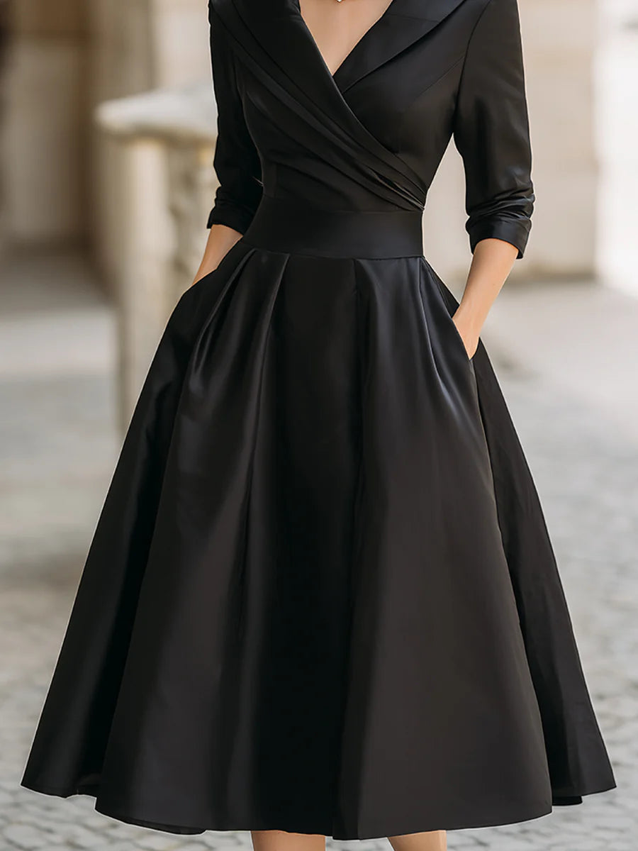 Vintage-Inspired Satin Midi Dress