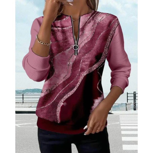 Michelle | Half-Zip Sweatshirt With Vintage Print