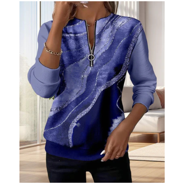 Michelle | Half-Zip Sweatshirt With Vintage Print