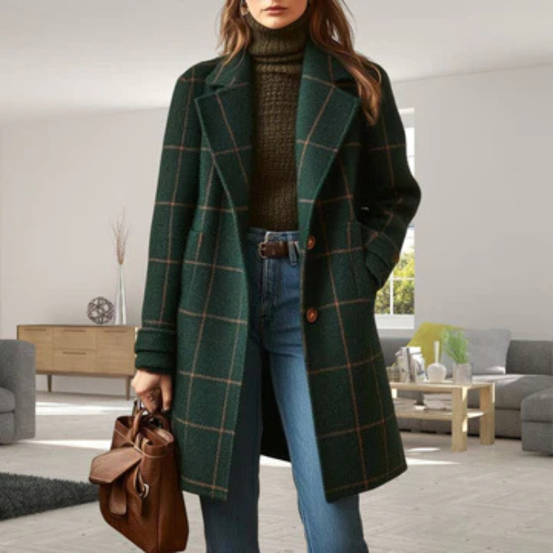 Mirabelle | Lapel Plaid Tweed Coat