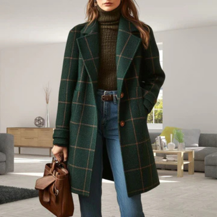 Mirabelle | Lapel Plaid Tweed Coat