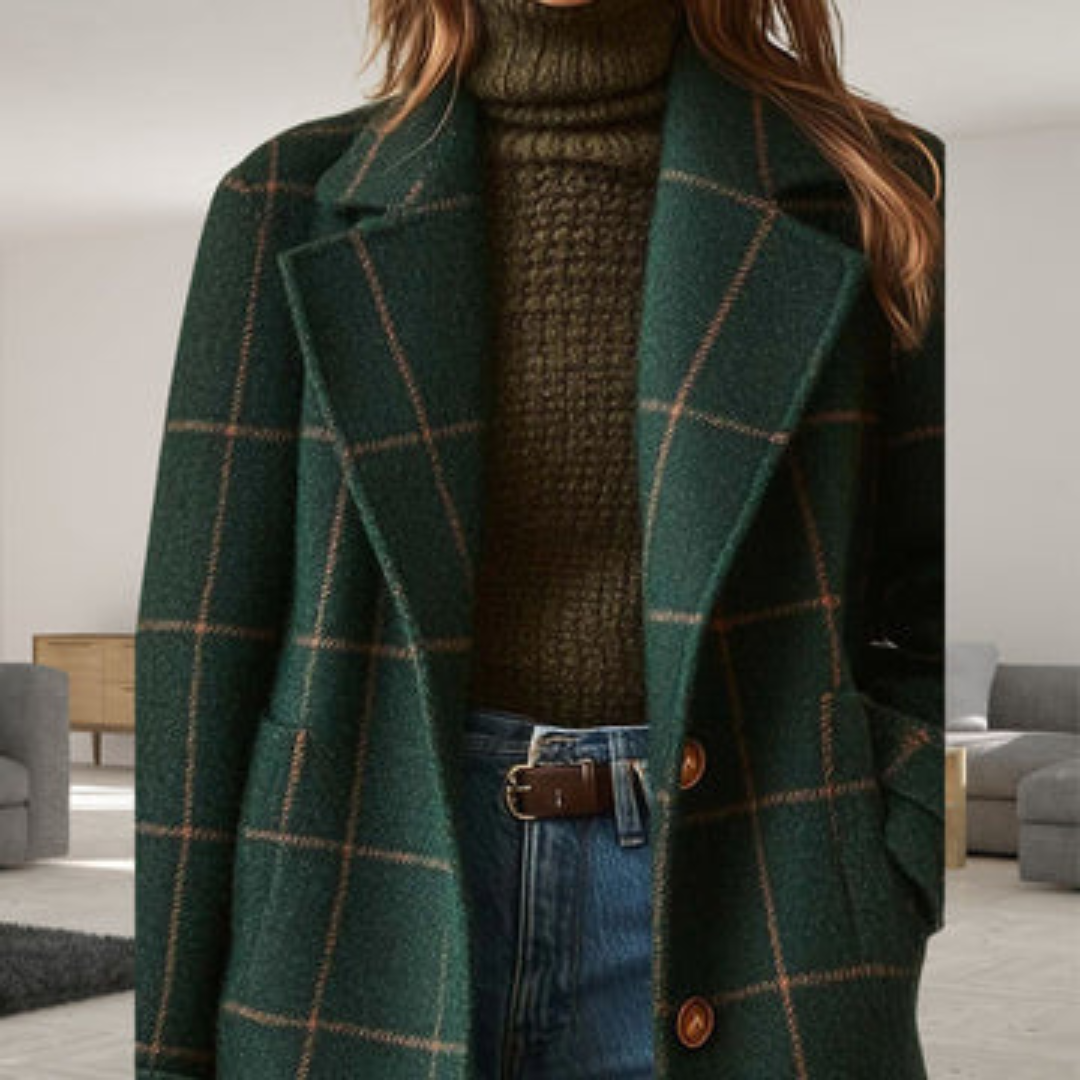 Mirabelle | Lapel Plaid Tweed Coat