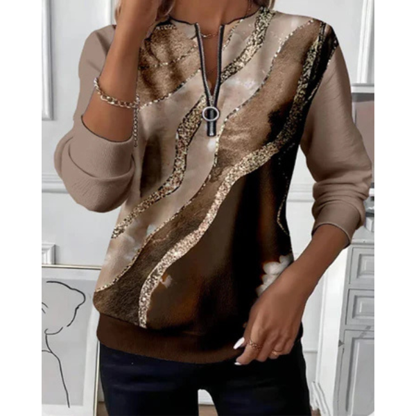 Michelle | Half-Zip Sweatshirt With Vintage Print