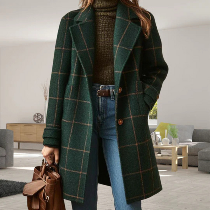 Mirabelle | Lapel Plaid Tweed Coat