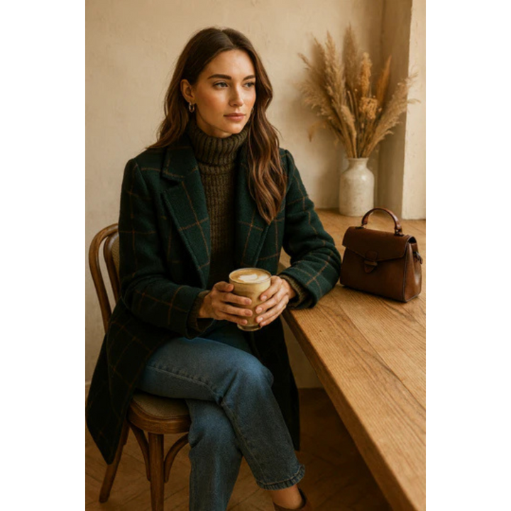 Mirabelle | Lapel Plaid Tweed Coat