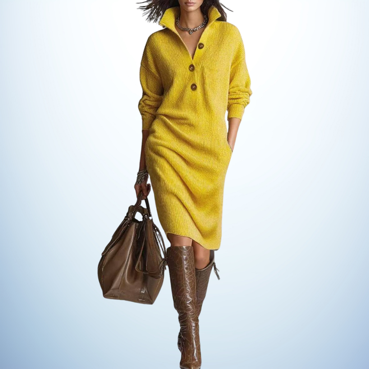 MARCELLE | Elegant Button-Down Sweater Dress