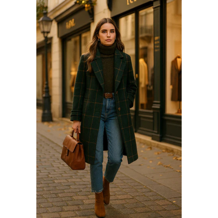 Mirabelle | Lapel Plaid Tweed Coat