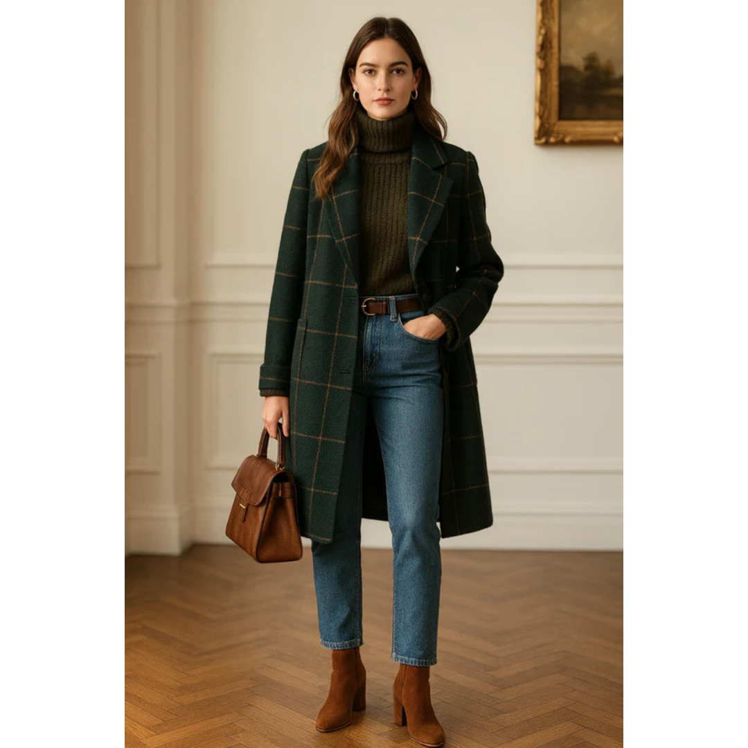 Mirabelle | Lapel Plaid Tweed Coat