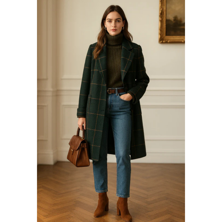 Mirabelle | Lapel Plaid Tweed Coat