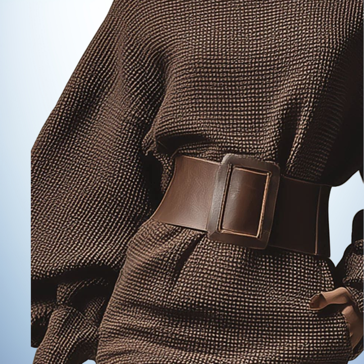 CLEA |SHORT KNIT DRESS WITH STRUCTURED BELT