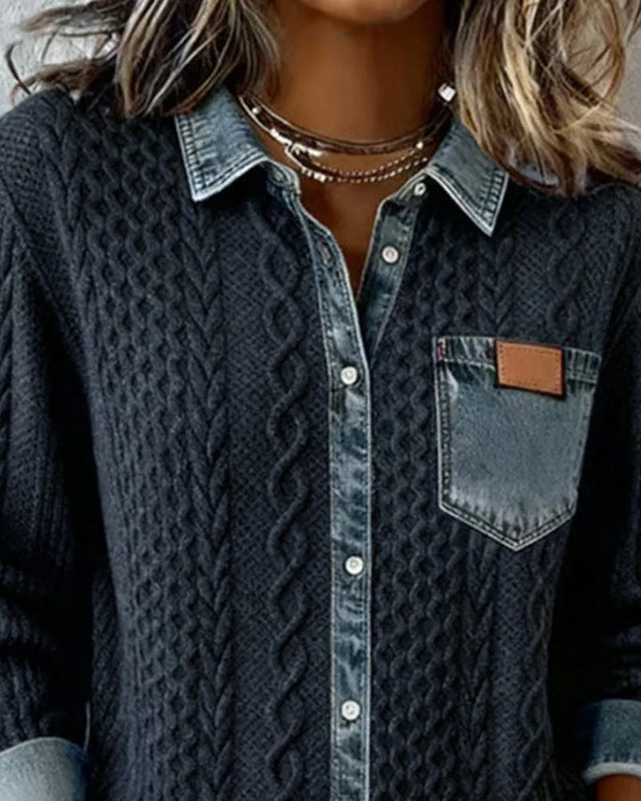 Simone™ | Denim Patchwork Shirt