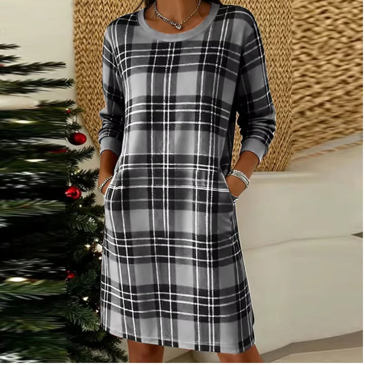 Rowan™ Plaid Knit Midi Dress