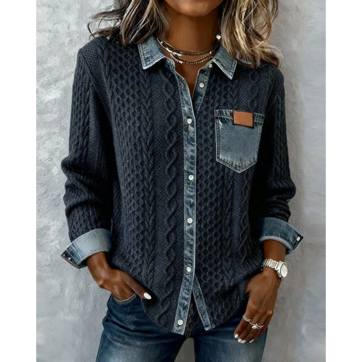 Roswyn™ Knit &amp; Denim Contrast Shirt