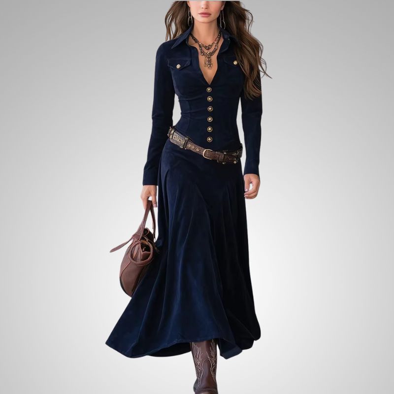 MILANA | Suede maxi dress with slit