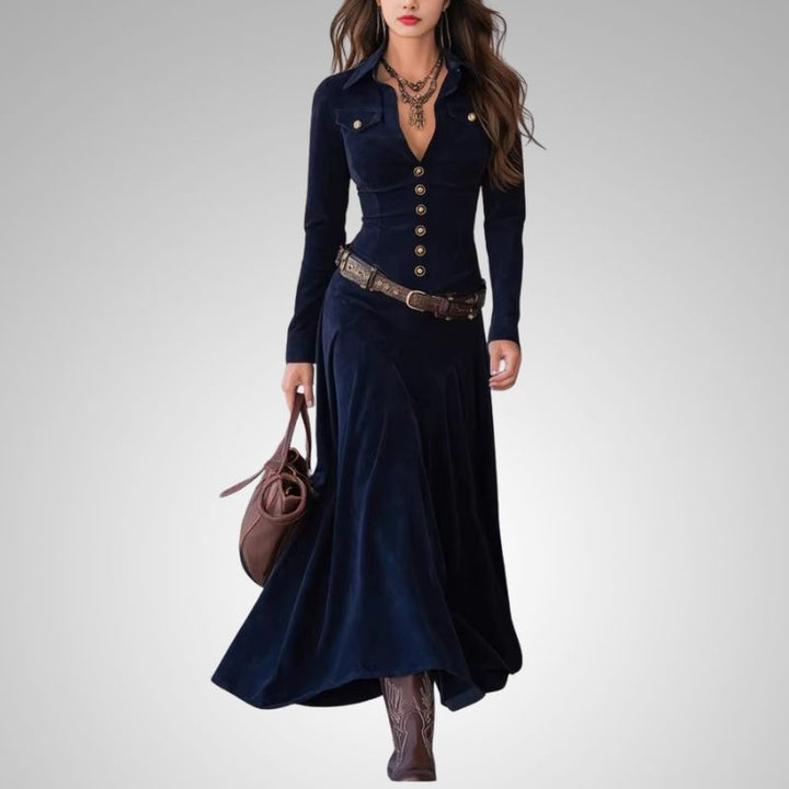 MILANA | Suede maxi dress with slit