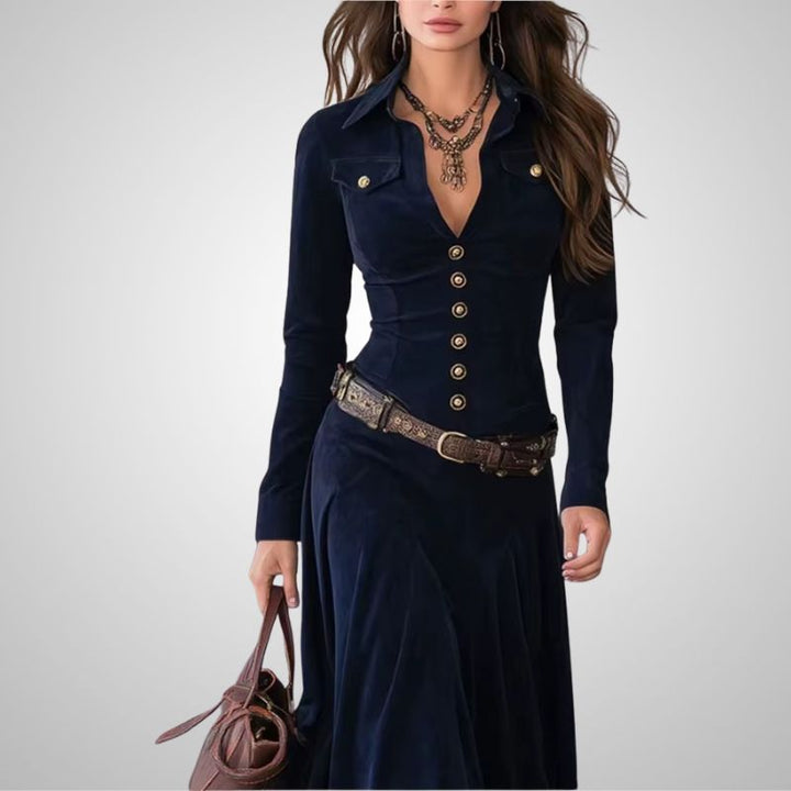 MILANA | Suede maxi dress with slit