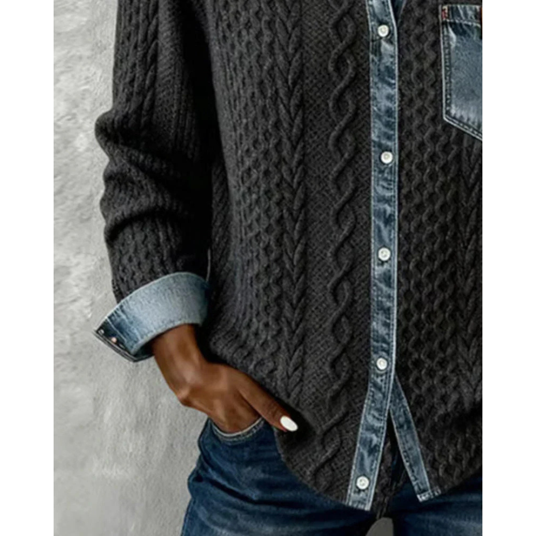 Roswyn™ Knit &amp; Denim Contrast Shirt