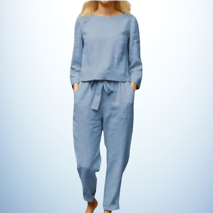 Retro Monochrome Linen Two-Piece Set