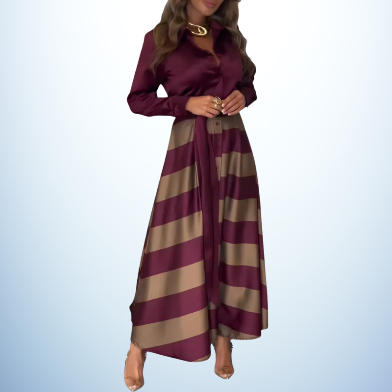 Nessia | Long Striped Shirt Dress with Belt
