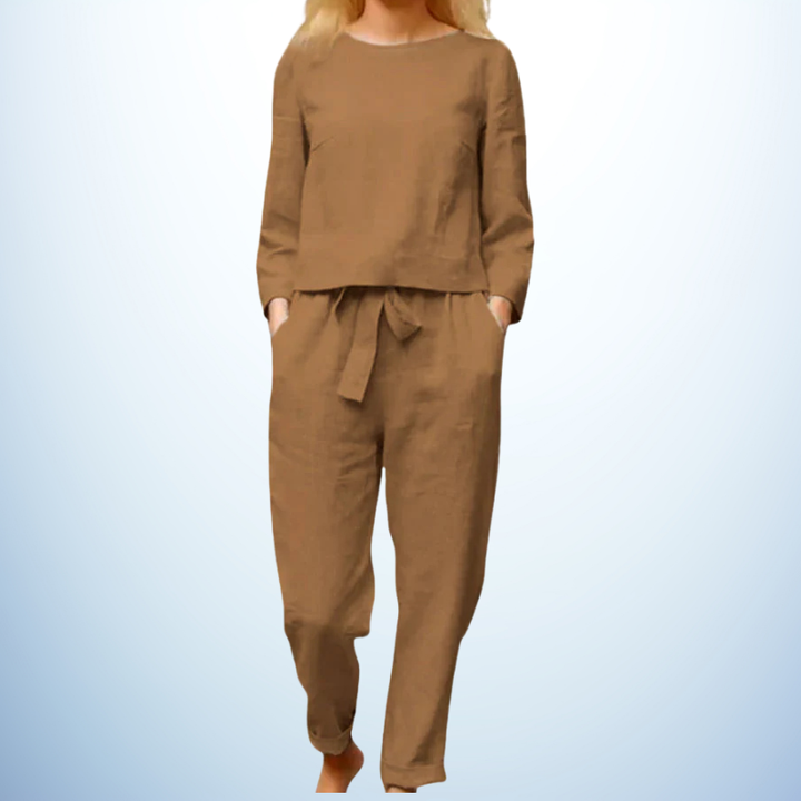 Retro Monochrome Linen Two-Piece Set