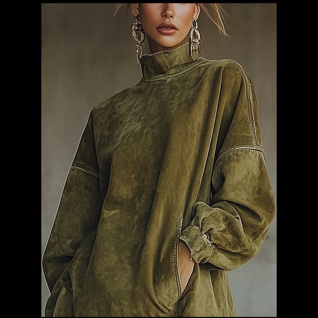 Robe oversize effet daim avec franges