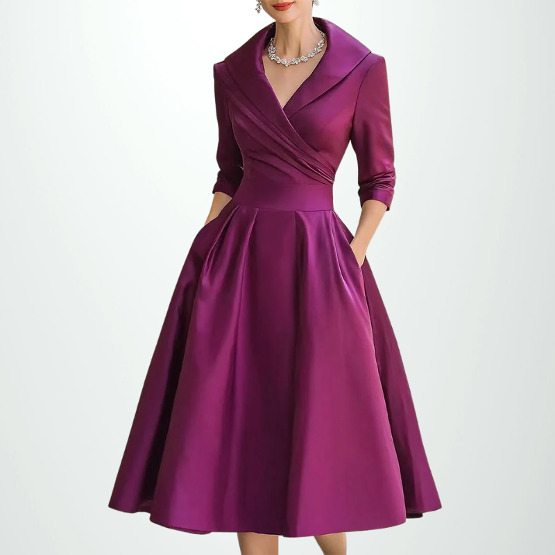 Vintage-Inspired Satin Midi Dress