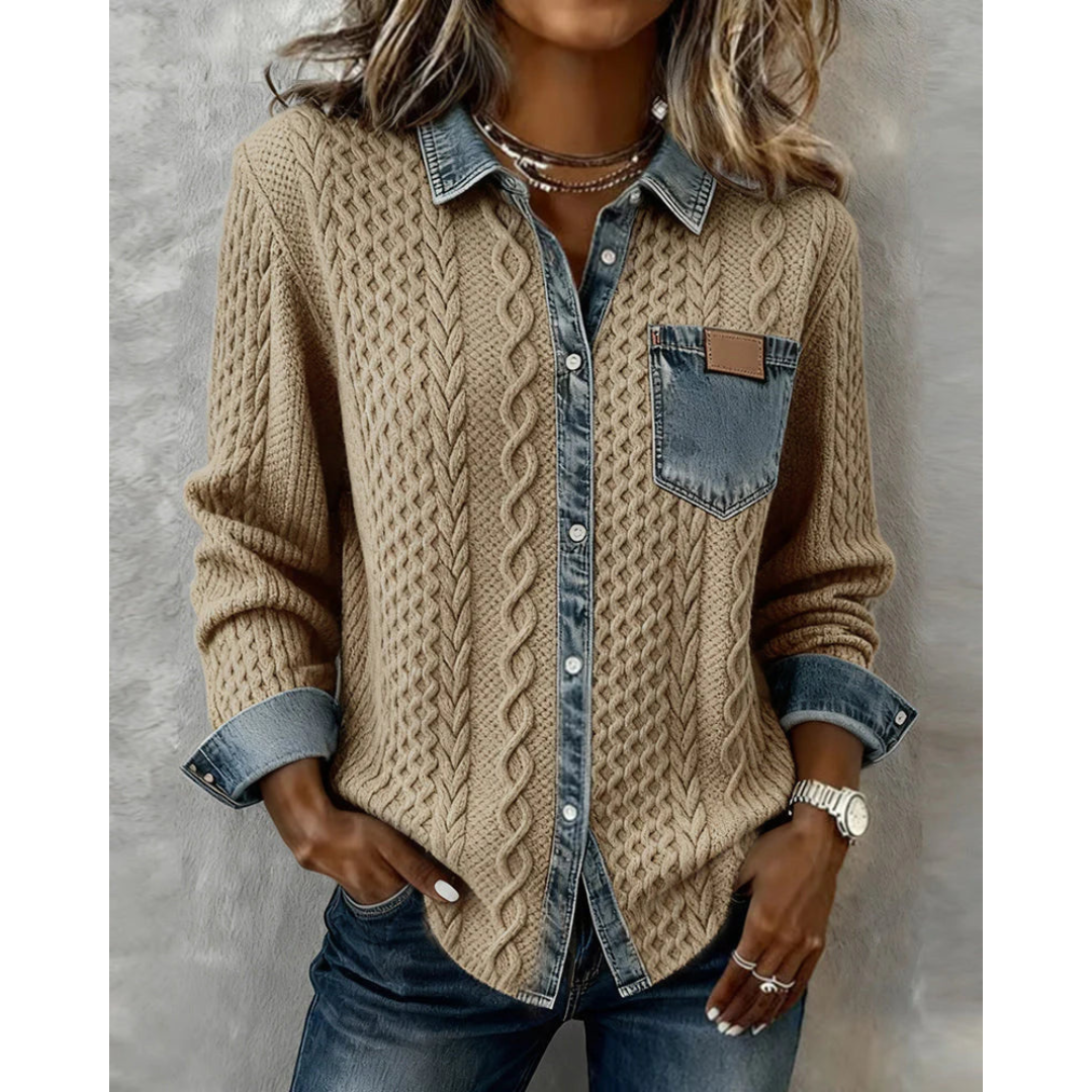 Roswyn™ Knit &amp; Denim Contrast Shirt