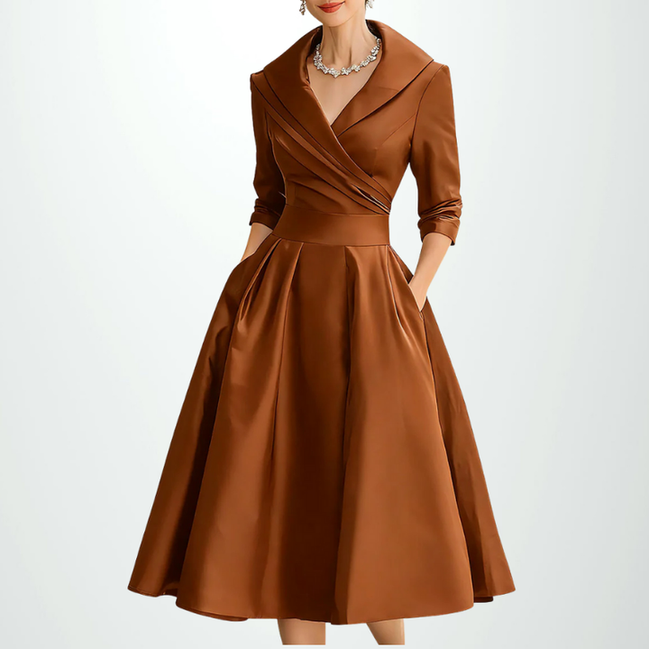 Vintage-Inspired Satin Midi Dress
