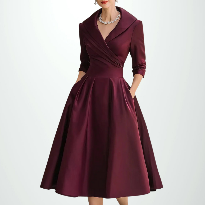 Vintage-Inspired Satin Midi Dress