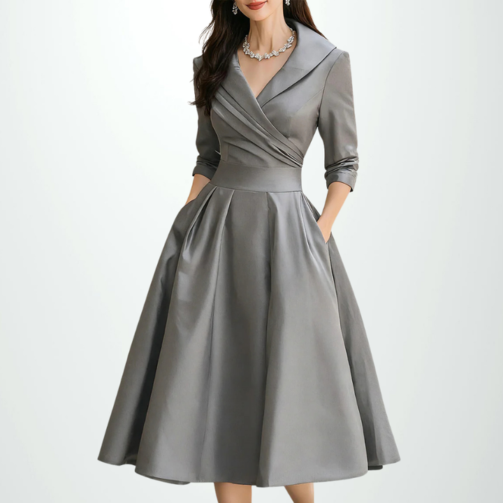 Vintage-Inspired Satin Midi Dress