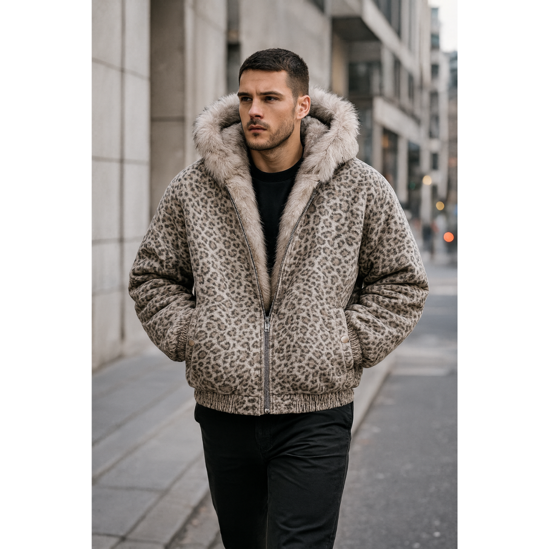 UrbanHeat |  Leopard Fleece Hooded Jacket