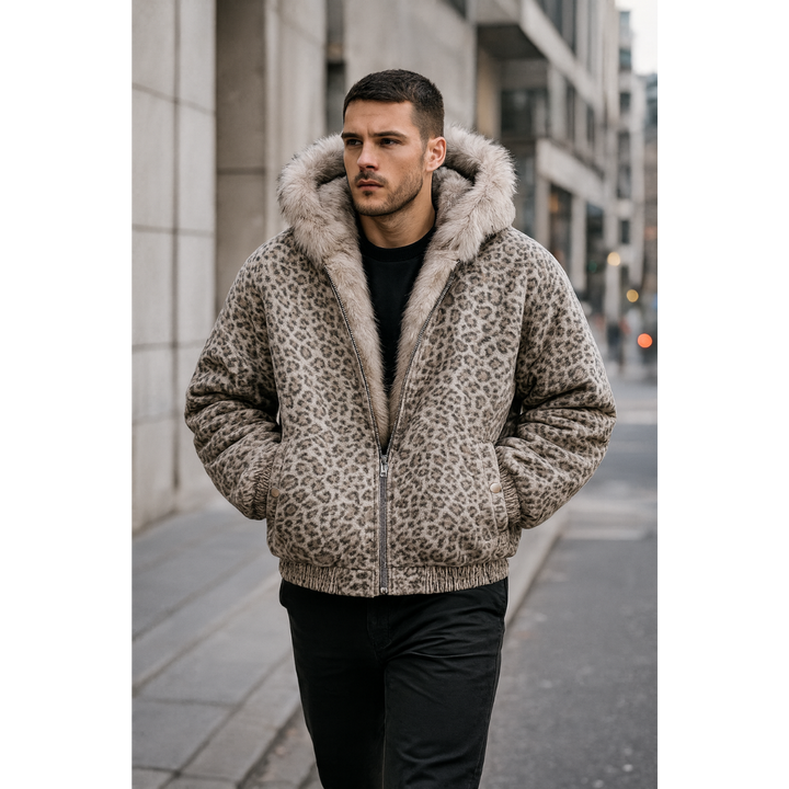 UrbanHeat |  Leopard Fleece Hooded Jacket