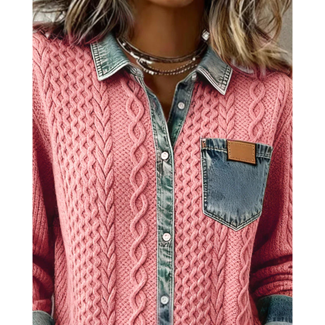 Roswyn™ Knit &amp; Denim Contrast Shirt