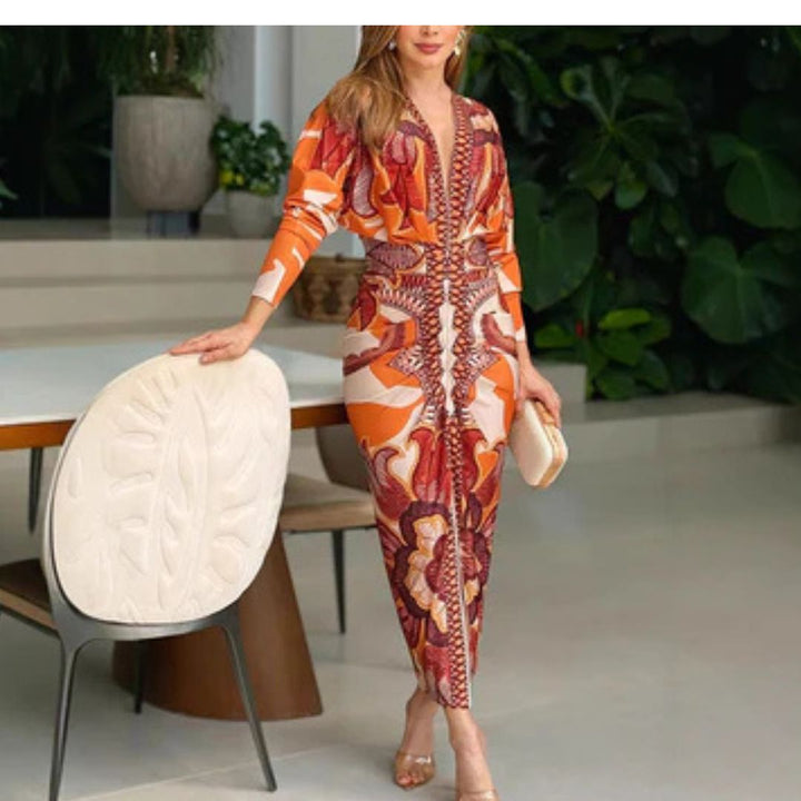 Estella |  Elegant V-Neck Dress