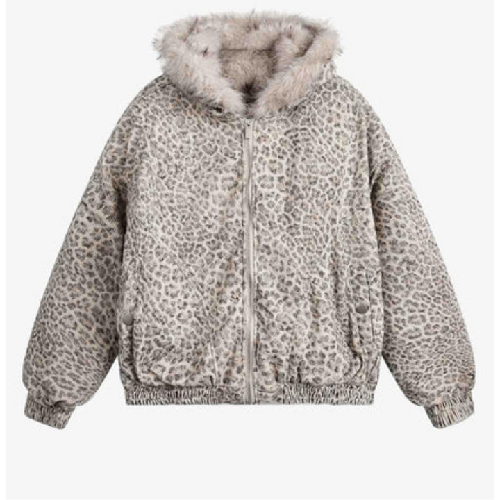 UrbanHeat |  Leopard Fleece Hooded Jacket