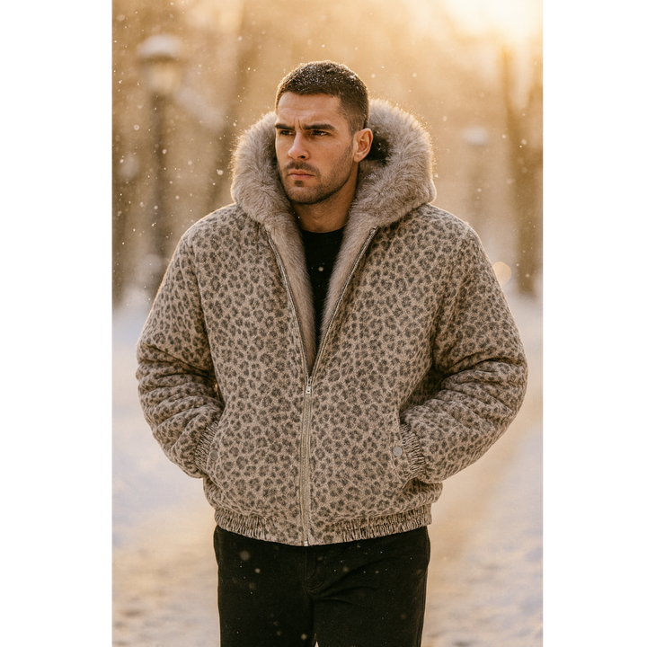 UrbanHeat |  Leopard Fleece Hooded Jacket
