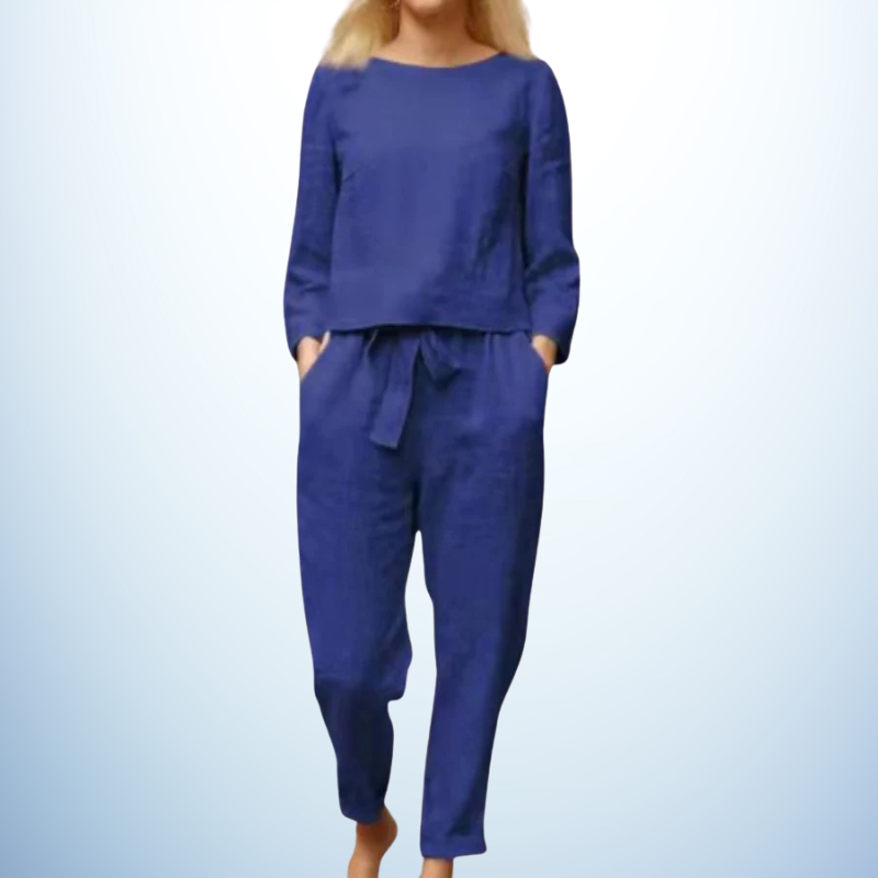 Retro Monochrome Linen Two-Piece Set