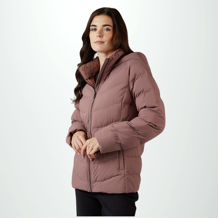 WOMEN'S MIDWEIGHT SHERPA-COLLARED PUFFER