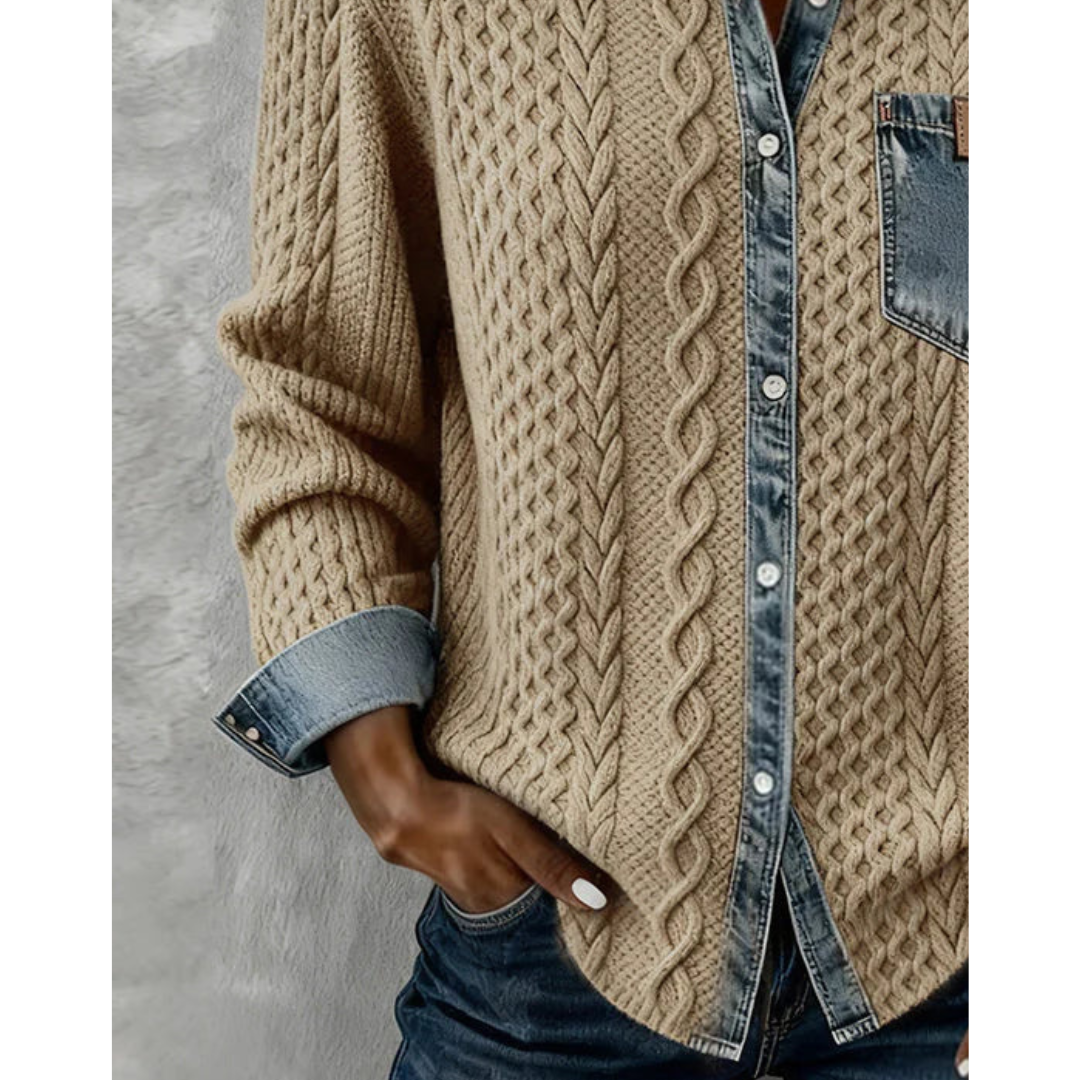 Roswyn™ Knit &amp; Denim Contrast Shirt