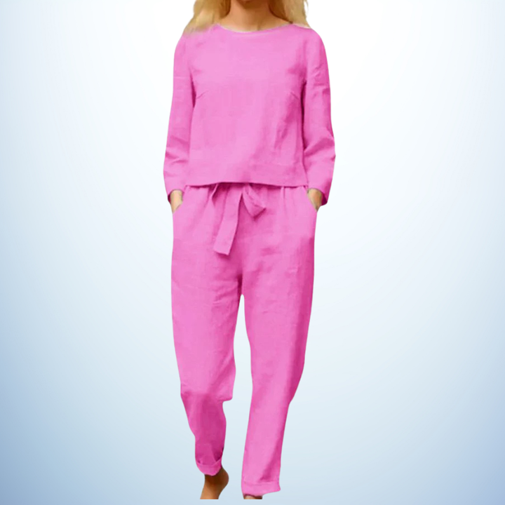 Retro Monochrome Linen Two-Piece Set