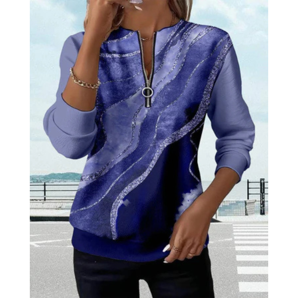 Michelle | Half-Zip Sweatshirt With Vintage Print