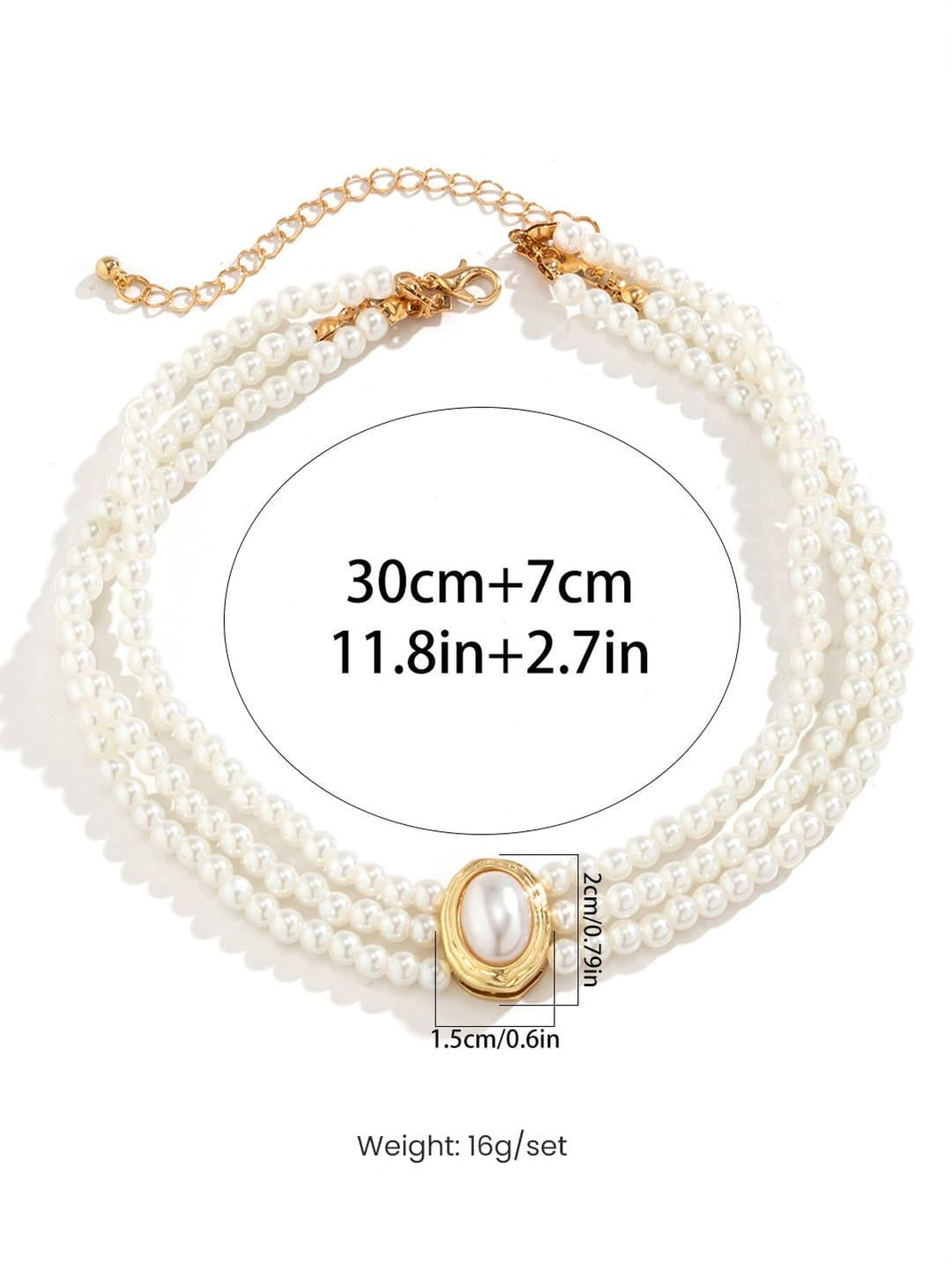 Short faux pearl and turquoise bead necklace