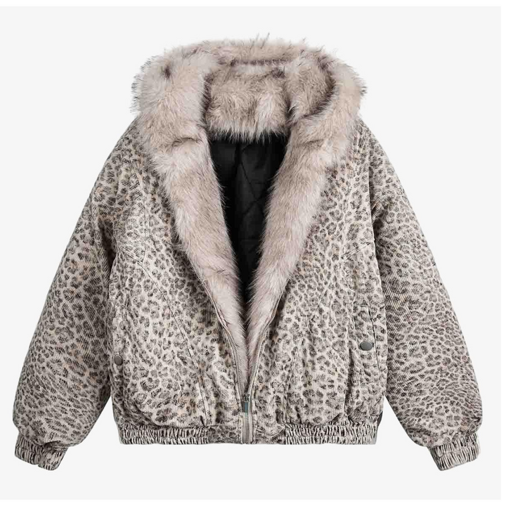 UrbanHeat |  Leopard Fleece Hooded Jacket